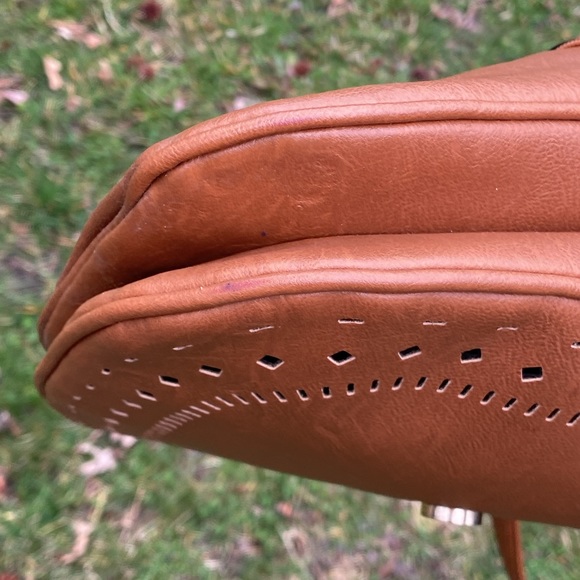 Leather brown  bag with perforation - Picture 5 of 14